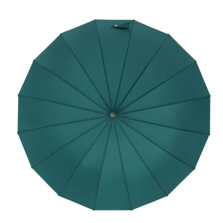 16 Bone Plain Straight Umbrella Small Fresh Long Handle Umbrella, High Indigo, Grapefruit Pink, Matcha Green, Orange, Apricot, Dark Blue, Mint Green, Charm Blue, Ginger, Red Wine, Violet, Classic Black, Vanilla Green, Wood Handle High Indigo