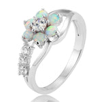 Nhẫn hoa opal nữ bạc 925, size 6, 8, 9, 10