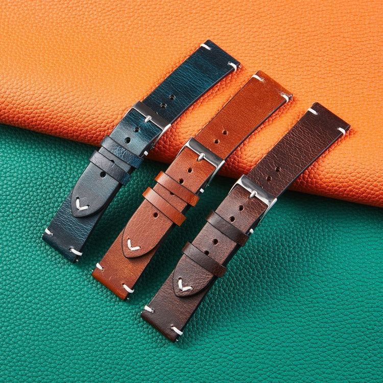 HB001 Color-Changing  Retro Oil Wax Leather Ultra-Thin Universal Watch Strap, 18mm, 20mm, 22mm