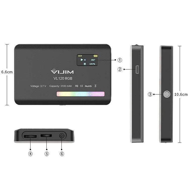 Đèn Nhỏ Ulanzi VL120 RGB Đầy Màu Sắc RGB Cho Máy Ảnh SLR Chụp Ảnh, VL120 RGB