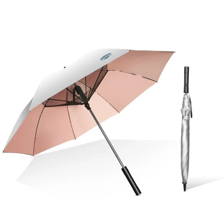 Ô đa năng chống nắng và mưa 9033, quạt đa chức năng, keo bạc titan, chống nắng và tia UV, tay cầm dài, màu hồng, đen, xanh mực