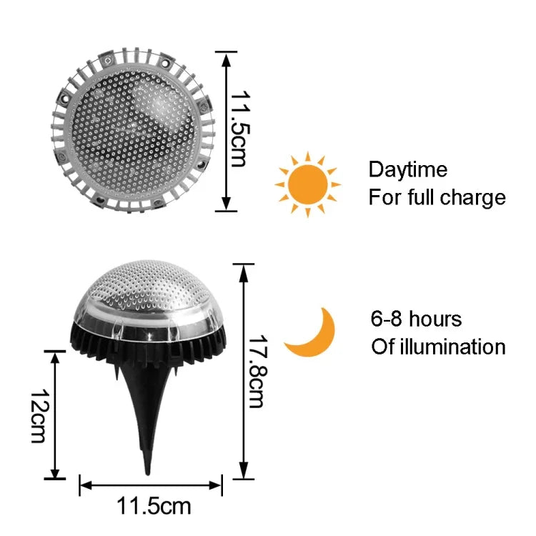 8 Đèn LED Năng Lượng Mặt Trời Đèn Tròn Dưới Đất Ngoài Trời Chống Nước Đèn Cầu Thang Sân Cỏ, Màu Sáng:, Ánh Sáng Trắng