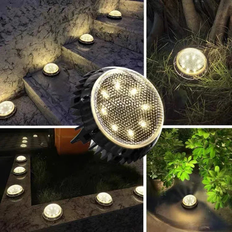 8 Đèn LED Năng Lượng Mặt Trời Đèn Tròn Dưới Đất Ngoài Trời Chống Nước Đèn Cầu Thang Sân Cỏ, Màu Sáng:, Ánh Sáng Trắng