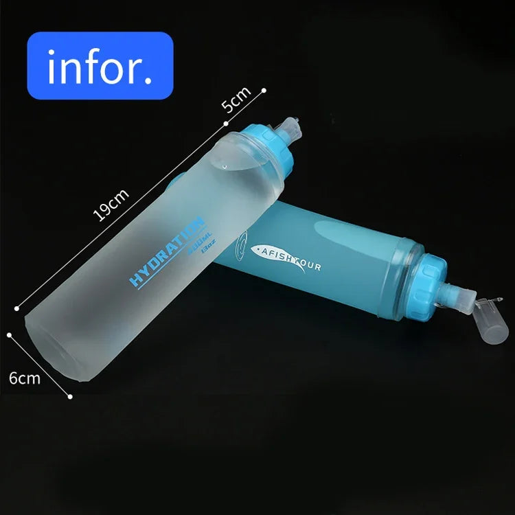 Bình Nước Mềm Thể Thao Ngoài Trời AFISHTOUR TPU Bình Nước Marathon Gấp Gọn, Dung Tích:, 400ml (Xanh Dương), 400ml (Trong Suốt), 300ml (Xanh Dương), 300ml (Trong Suốt)