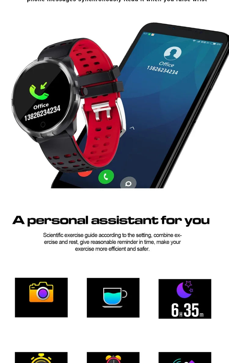 Đồng hồ thông minh X7 chống nước IP68 dành cho nam, đồng hồ thể thao Android Bluetooth hỗ trợ nhịp tim / nhắc nhở cuộc gọi / đếm bước chân / theo dõi giấc ngủ / định vị