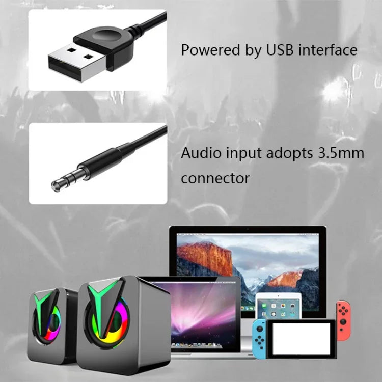 Loa máy tính để bàn FT-25-1 với đèn RGB nhiều màu sắc