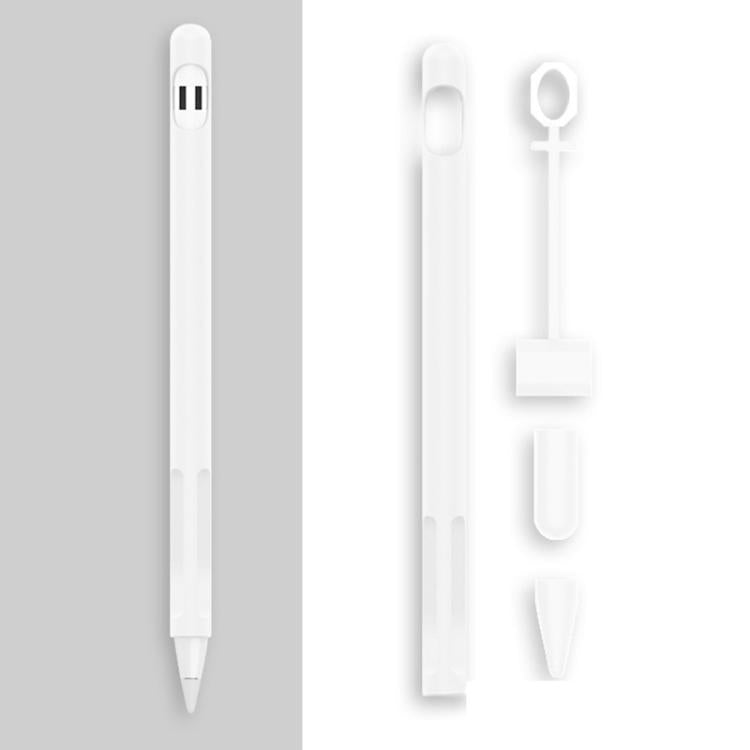 Bộ 2 Bộ 4 trong 1 Vỏ bảo vệ silicone cho bút cảm ứng + Bộ dây chống mất cho Apple Pencil 1, Trắng Ngọc, Đen Mực, Xanh Bạc Hà, Hồng Tươi, Đỏ, Xanh Đêm