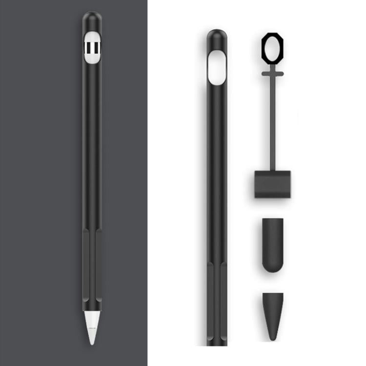 Bộ 2 Bộ 4 trong 1 Vỏ bảo vệ silicone cho bút cảm ứng + Bộ dây chống mất cho Apple Pencil 1, Trắng Ngọc, Đen Mực, Xanh Bạc Hà, Hồng Tươi, Đỏ, Xanh Đêm