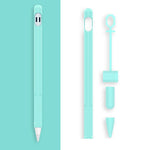 Bộ 2 Bộ 4 trong 1 Vỏ bảo vệ silicone cho bút cảm ứng + Bộ dây chống mất cho Apple Pencil 1, Trắng Ngọc, Đen Mực, Xanh Bạc Hà, Hồng Tươi, Đỏ, Xanh Đêm