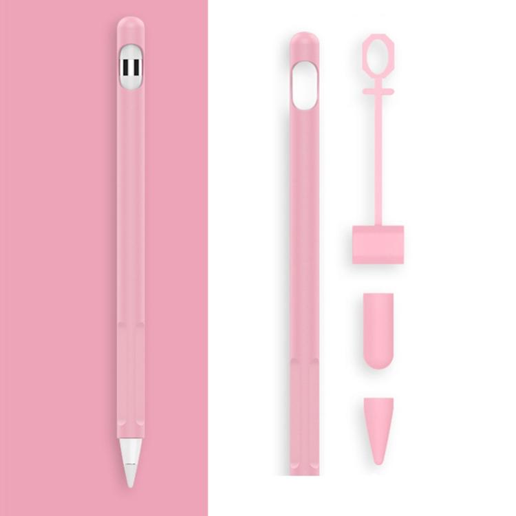 Bộ 2 Bộ 4 trong 1 Vỏ bảo vệ silicone cho bút cảm ứng + Bộ dây chống mất cho Apple Pencil 1, Trắng Ngọc, Đen Mực, Xanh Bạc Hà, Hồng Tươi, Đỏ, Xanh Đêm