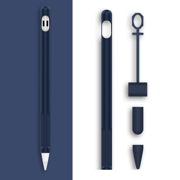 Bộ 2 Bộ 4 trong 1 Vỏ bảo vệ silicone cho bút cảm ứng + Bộ dây chống mất cho Apple Pencil 1, Trắng Ngọc, Đen Mực, Xanh Bạc Hà, Hồng Tươi, Đỏ, Xanh Đêm