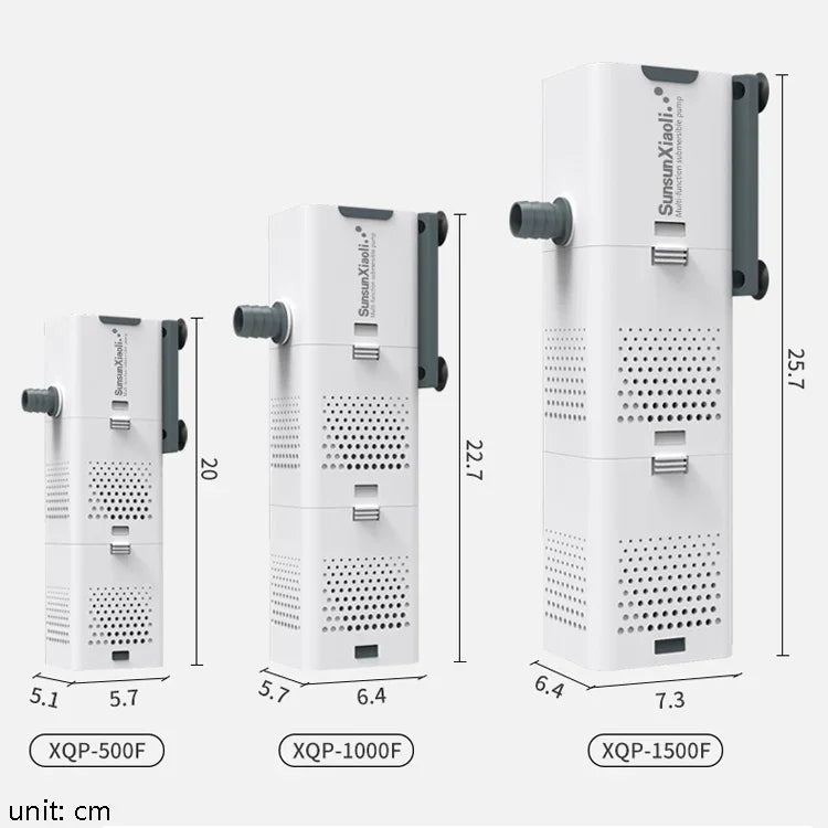 Máy bơm nước bể cá SunsunXiaoli nhỏ 3 trong 1, bộ lọc tuần hoàn bể cá, phích cắm CN, 6W 500F, 15W 1000F
