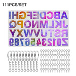 Bộ khuôn móc khóa silicone DIY 111 chi tiết, bộ móc khóa epoxy pha lê, 111 chi tiết/bộ