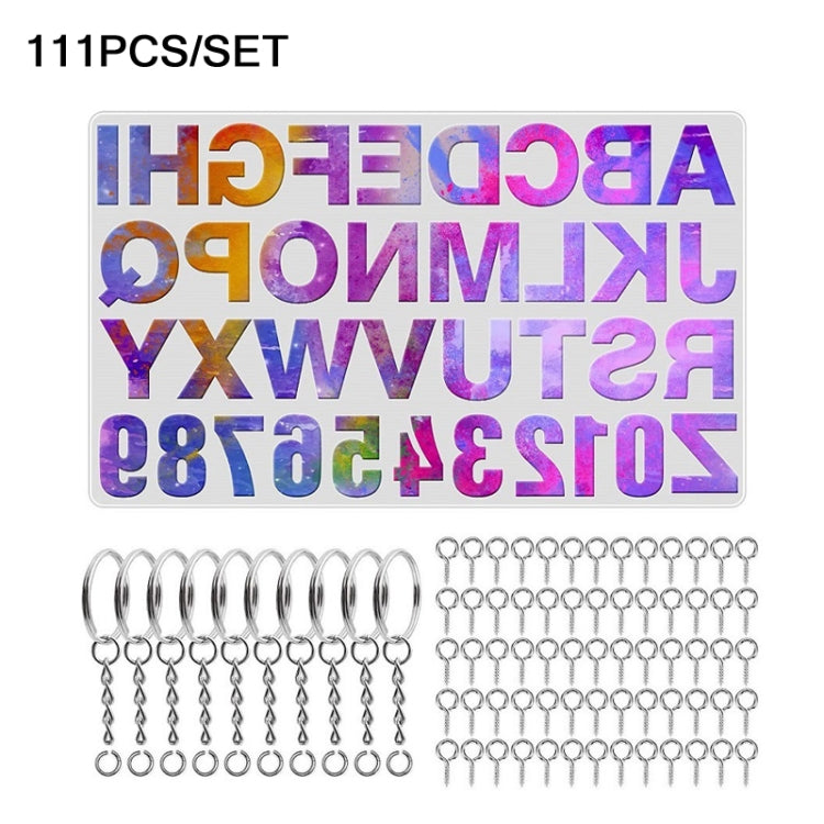 Bộ khuôn móc khóa silicone DIY 111 chi tiết, bộ móc khóa epoxy pha lê, 111 chi tiết/bộ