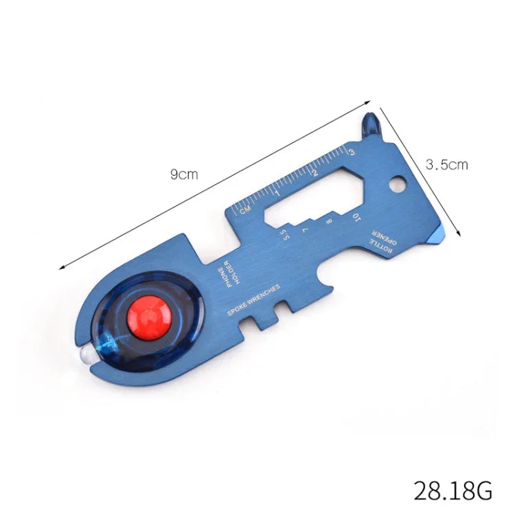 Thẻ dụng cụ đa chức năng 8 trong 1 bằng thép không gỉ có đèn, màu đen, xanh dương