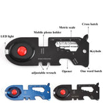 Thẻ dụng cụ đa chức năng 8 trong 1 bằng thép không gỉ có đèn, màu đen, xanh dương