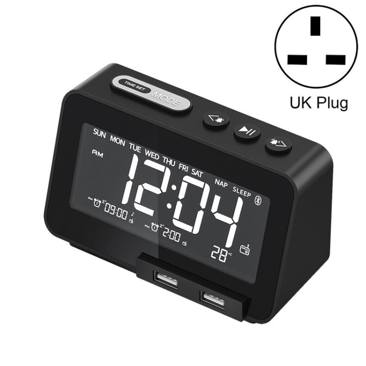 Loa Bluetooth không dây K5, đồng hồ báo thức để bàn, radio, phích cắm Mỹ, EU, Anh