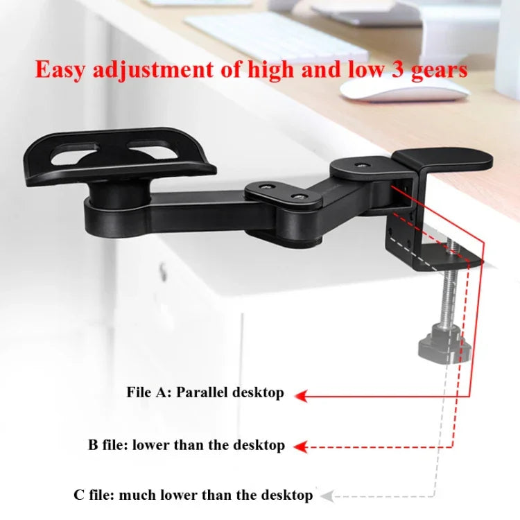 Vaydeer TJ2011 Giá đỡ tay máy tính, lót chuột kim loại hỗ trợ cánh tay lười, đệm cổ tay dạng cần đỡ