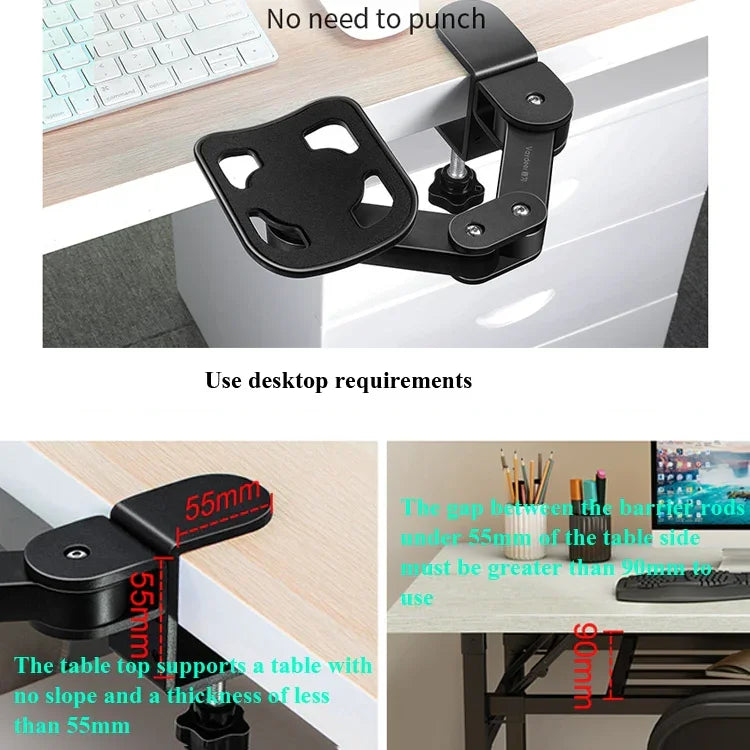 Vaydeer TJ2011 Giá đỡ tay máy tính, lót chuột kim loại hỗ trợ cánh tay lười, đệm cổ tay dạng cần đỡ