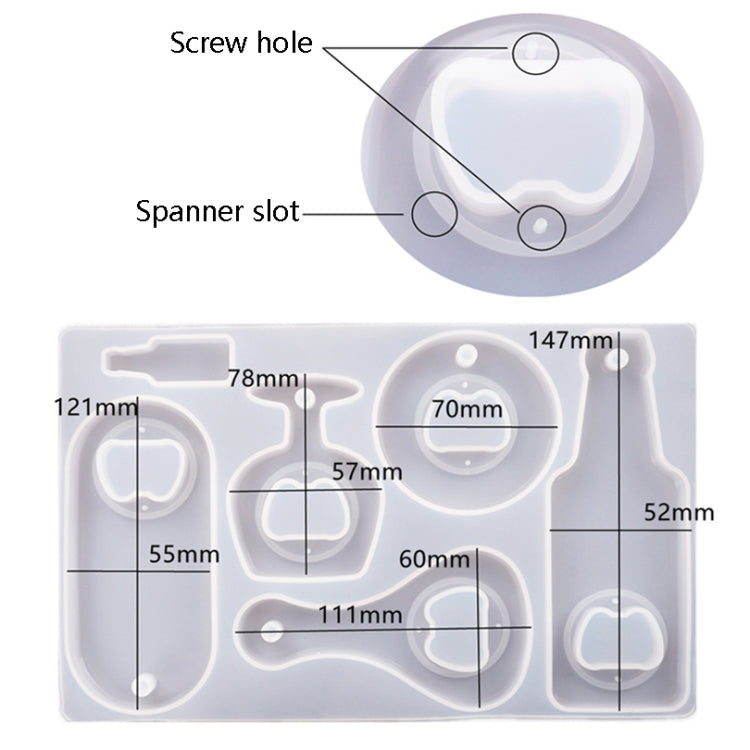 Khuôn silicone mở bia DIY epoxy pha lê, bộ khuôn