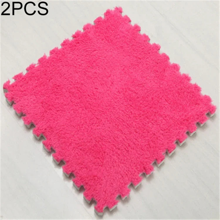 2 PCS Living Room Bedroom Children Kids Soft Carpet Magic Patchwork Jigsaw Splice Heads Climbing Baby Mat 30x30cm, Rose Red, Camel, Purple, Coffee, Blue, Pink, Green, White, Grey