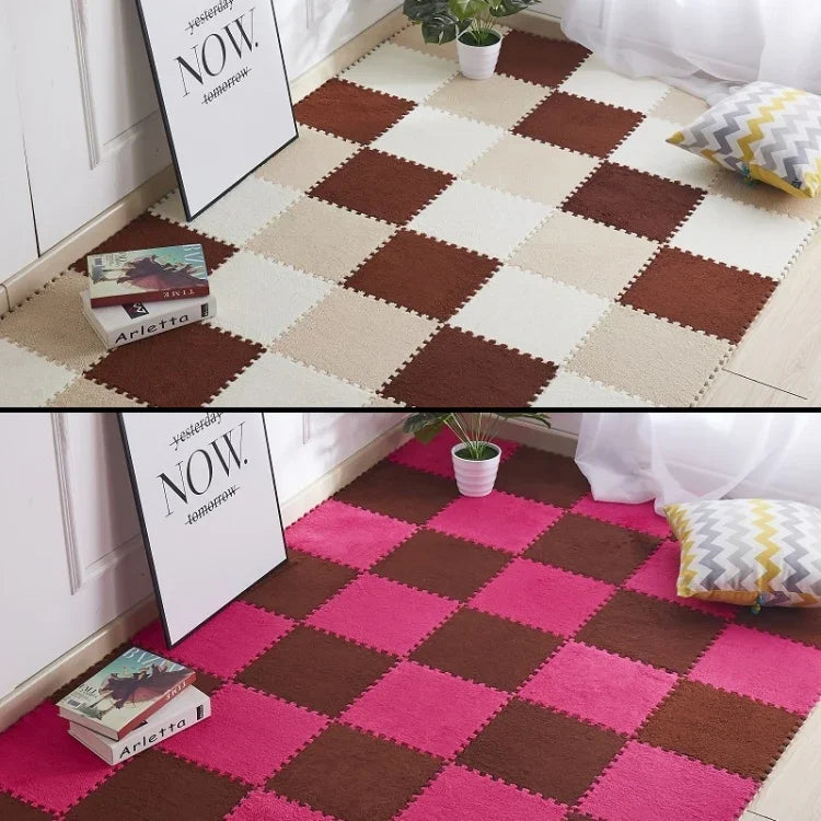 2 miếng thảm mềm phòng khách phòng ngủ trẻ em miếng ghép ma thuật, thảm chơi cho bé 30x30cm, các màu: đỏ hồng, màu lạc đà, tím, cà phê, xanh dương, hồng, xanh lá, trắng, xám