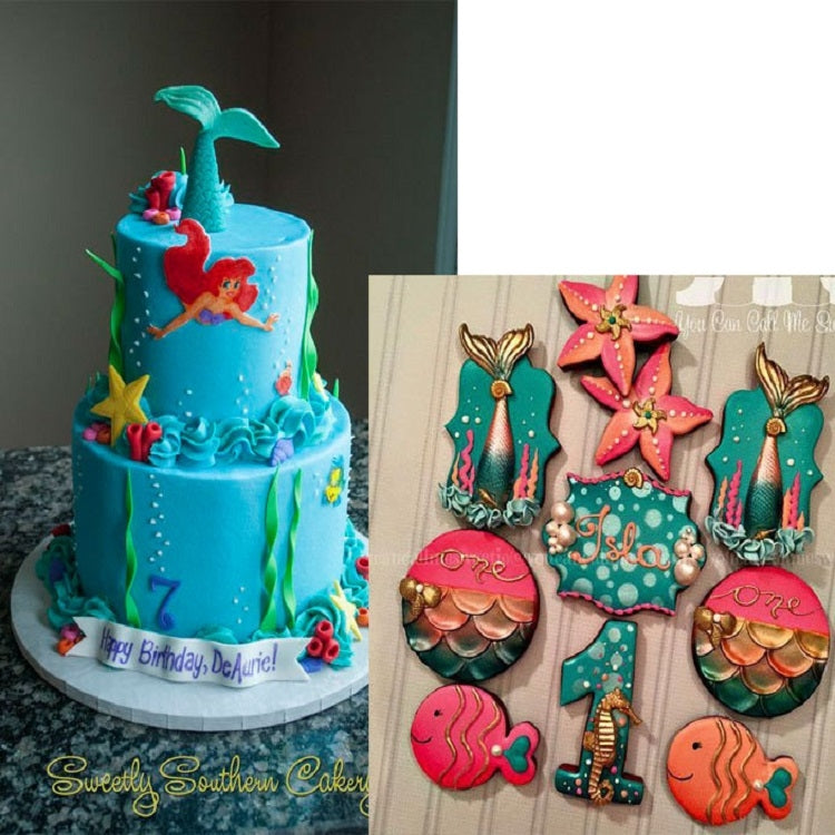 Khuôn Silicon Lỏng Đuôi Nàng Tiên Cá Mini, Khuôn Bánh Fondant, Nhỏ (Hồng) 15-95, Lớn (Hồng) 15-94, Nhỏ (Xám) 15-95, Lớn (Xám) 15-94