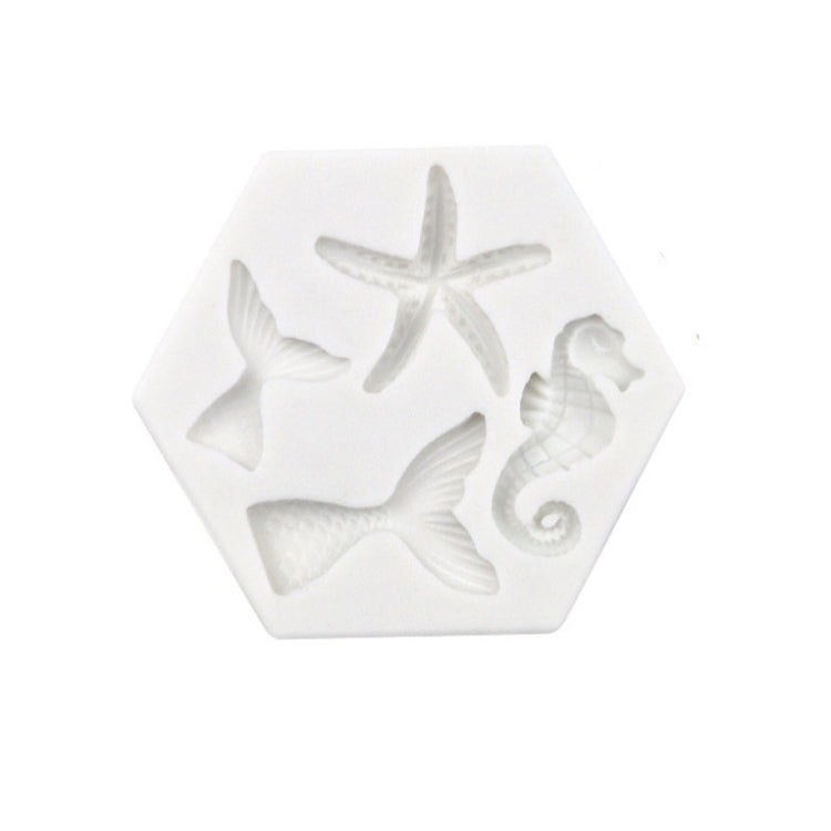 Khuôn Silicon Lỏng DIY Hình Đuôi Cá, Sao Biển, Cá Ngựa Dòng Đại Dương, Màu Xám, Hồng