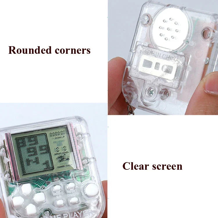 Bộ 4 máy chơi game mini cầm tay trò chơi gạch cổ điển kèm móc khóa, 4 máy chơi game mini