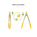 Kẹp thức ăn silicone bếp, cán thép không gỉ, kẹp thức ăn cán thép (xanh dương)