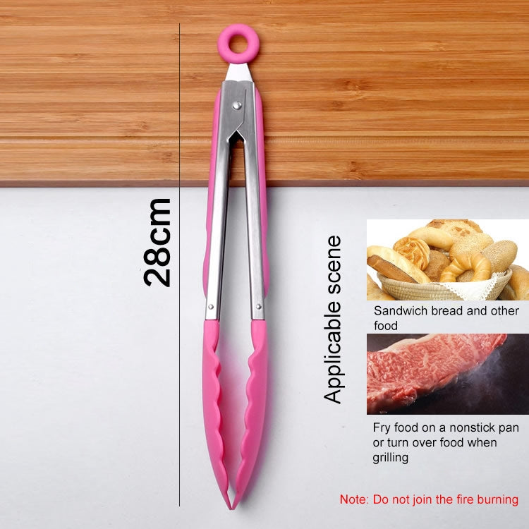 Kẹp thức ăn silicone bếp, cán thép không gỉ, kẹp thức ăn cán thép (xanh dương)