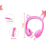 Tai nghe học sinh có dây 3.5mm LX-K06 tai mèo phát sáng, dài cáp 1.2m, màu hồng, tím, xanh dương, cam