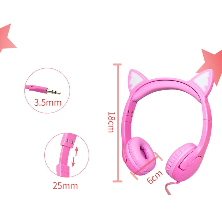Tai nghe học sinh có dây 3.5mm LX-K06 tai mèo phát sáng, dài cáp 1.2m, màu hồng, tím, xanh dương, cam