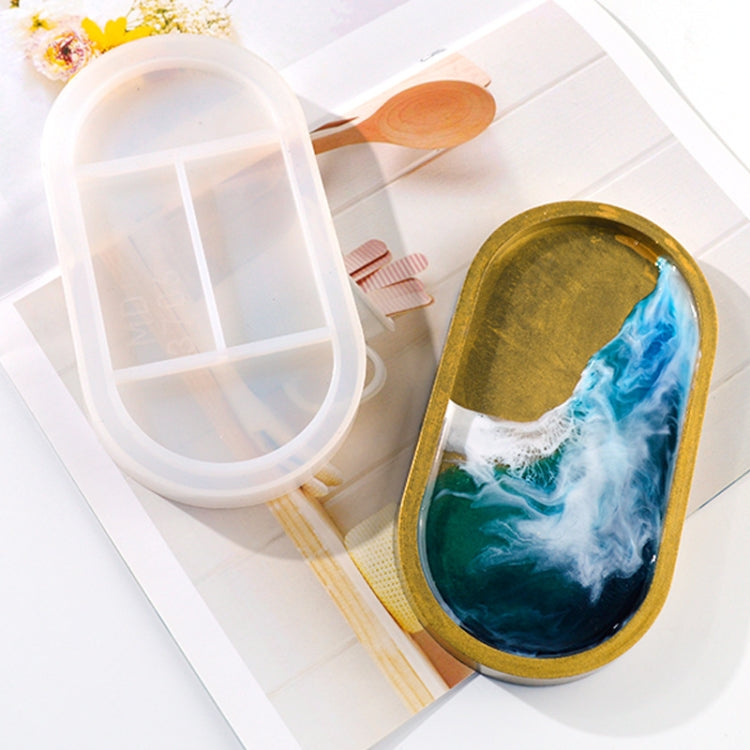 Khuôn silicone đĩa oval làm thủ công keo pha lê, MD3706