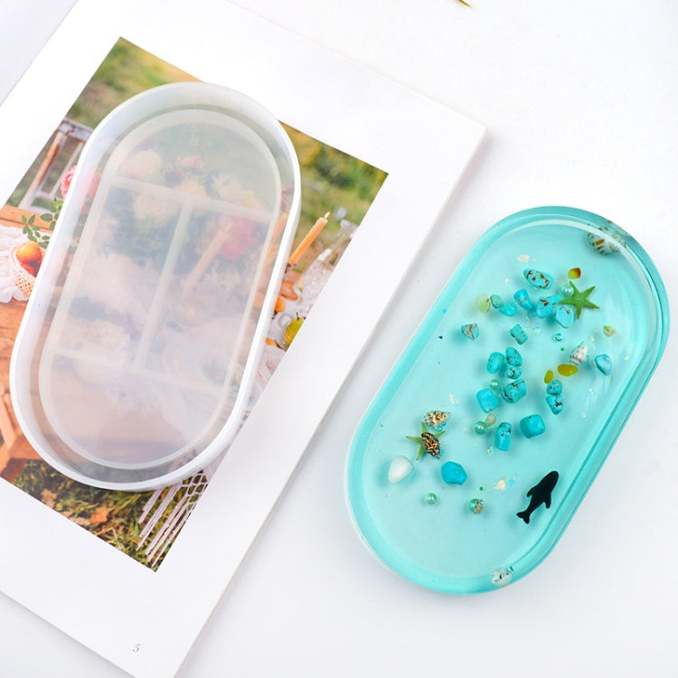 Khuôn silicone đĩa oval làm thủ công keo pha lê, MD3706