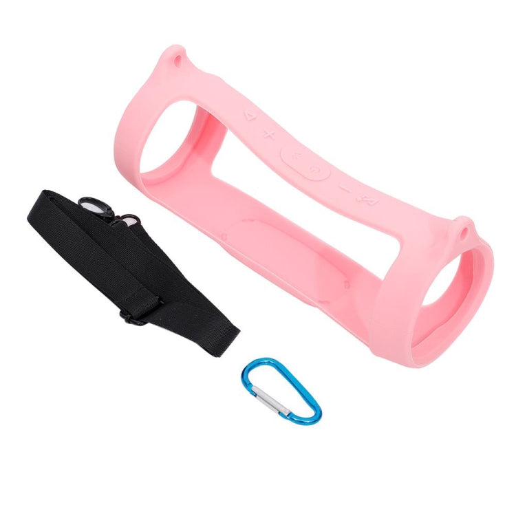 Ốp bảo vệ loa Bluetooth JBL Charge 4 bằng silicone có dây đeo vai và móc khóa, màu Hồng, Đỏ, Xanh dương, Đen, Xám bạc, Cam, Xanh bạc hà, Xanh hải quân