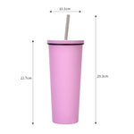 Cốc Ống Hút Thép Không Gỉ Đôi Dung Tích Lớn 700ml, Cốc Giữ Nhiệt Chân Không 304 Dùng Ngoài Trời, Cốc Nước Xe Hơi, Màu Khaki, Cam Đỏ, Tím Lilac, Hồng, Xanh Men, Xanh Rêu, Xám Đậm, Chàm, Đen Mực, Xanh Xám, Hồng Nhạt, Xanh Trắng, Xanh Hồ