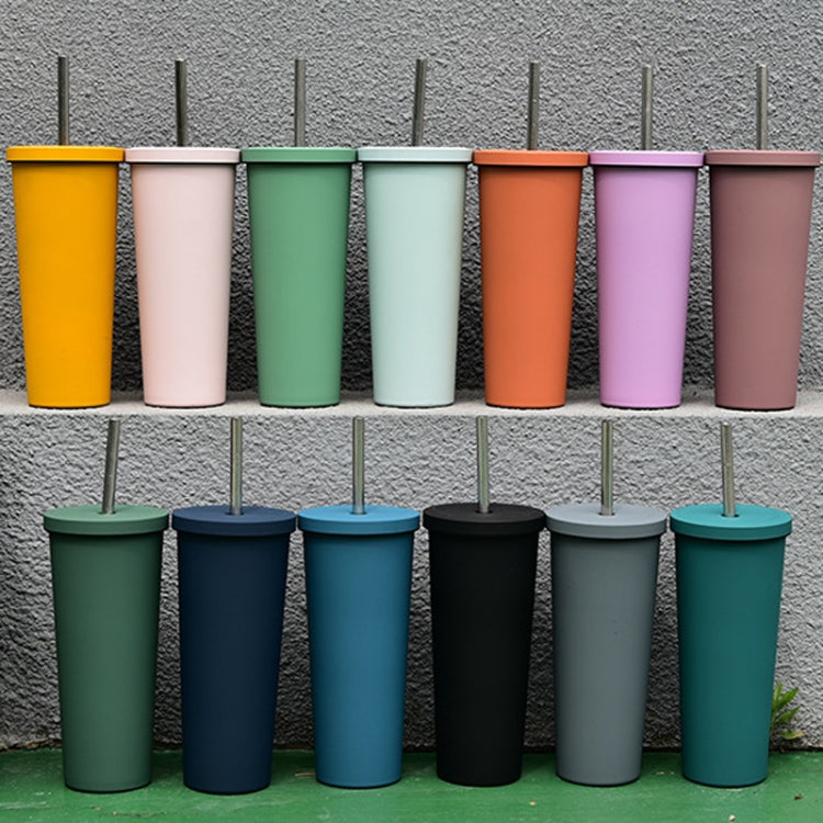 Cốc Ống Hút Thép Không Gỉ Đôi Dung Tích Lớn 700ml, Cốc Giữ Nhiệt Chân Không 304 Dùng Ngoài Trời, Cốc Nước Xe Hơi, Màu Khaki, Cam Đỏ, Tím Lilac, Hồng, Xanh Men, Xanh Rêu, Xám Đậm, Chàm, Đen Mực, Xanh Xám, Hồng Nhạt, Xanh Trắng, Xanh Hồ