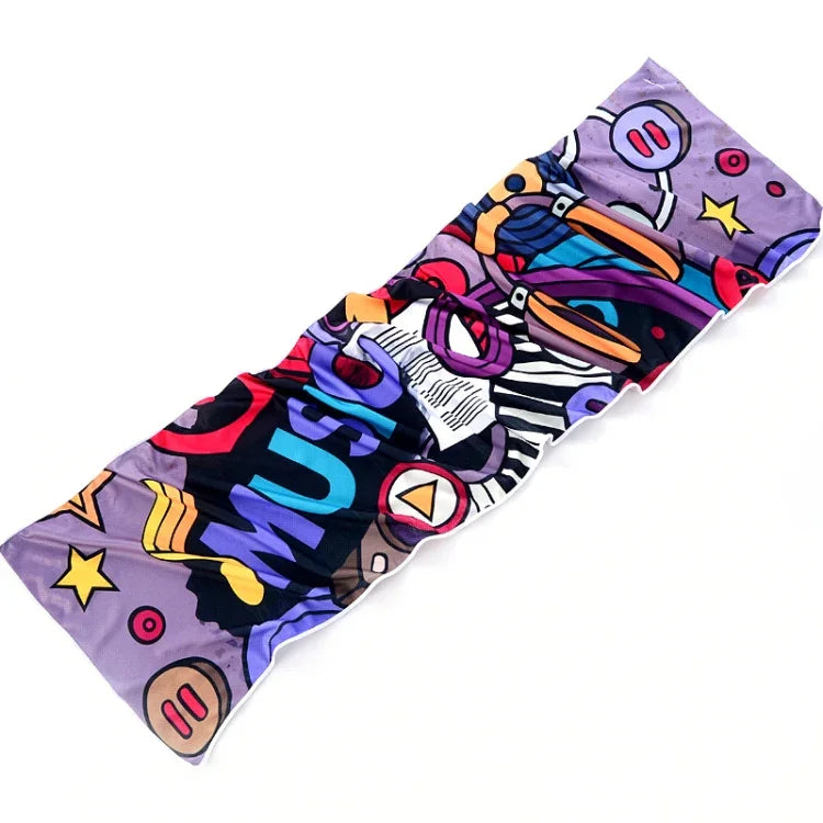 Khăn lạnh thể thao gym thấm mồ hôi nhanh khô, khăn nhanh khô, kích thước: 100 x 30cm (Lễ hội âm nhạc), khăn nhanh khô, kích thước: 100 x 30cm (Lửa), khăn nhanh khô, kích thước: 100 x 30cm (Tam giác hình học)