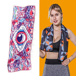 Khăn lạnh thể thao gym thấm mồ hôi nhanh khô, khăn nhanh khô, kích thước: 100 x 30cm (Lễ hội âm nhạc), khăn nhanh khô, kích thước: 100 x 30cm (Lửa), khăn nhanh khô, kích thước: 100 x 30cm (Tam giác hình học)