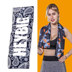 Khăn lạnh thể thao gym thấm mồ hôi nhanh khô, khăn nhanh khô, kích thước: 100 x 30cm (Lễ hội âm nhạc), khăn nhanh khô, kích thước: 100 x 30cm (Lửa), khăn nhanh khô, kích thước: 100 x 30cm (Tam giác hình học)