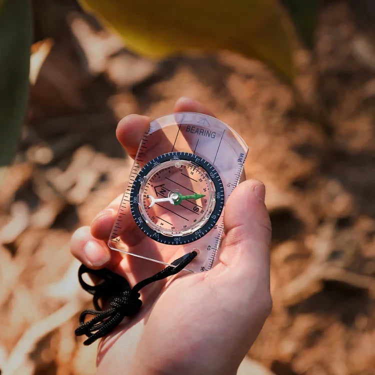 2 in 1 Compass With Map Measuring Ruler Outdoor Multifunctional Compass, 2 in 1