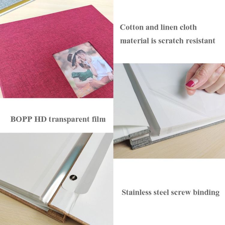 Album ảnh vải 10 inch, 20 trang/40P, tự dán, DIY, album ảnh cán màng, màu đỏ, xanh lá, vàng gừng, xám