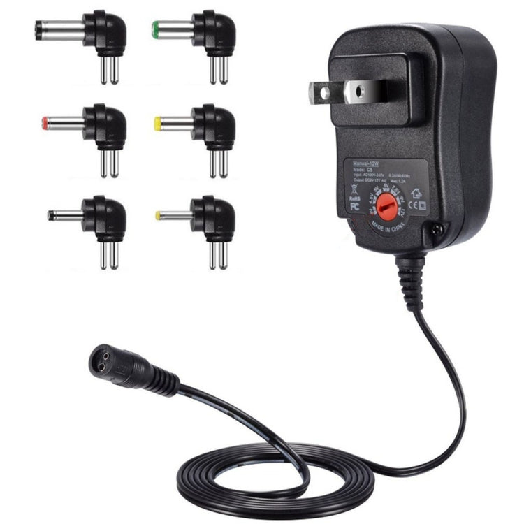 Bộ nguồn chuyển đổi điều chỉnh điện áp C5 3-12V 12W đa chức năng với đầu DC, phích cắm US, UK, EU