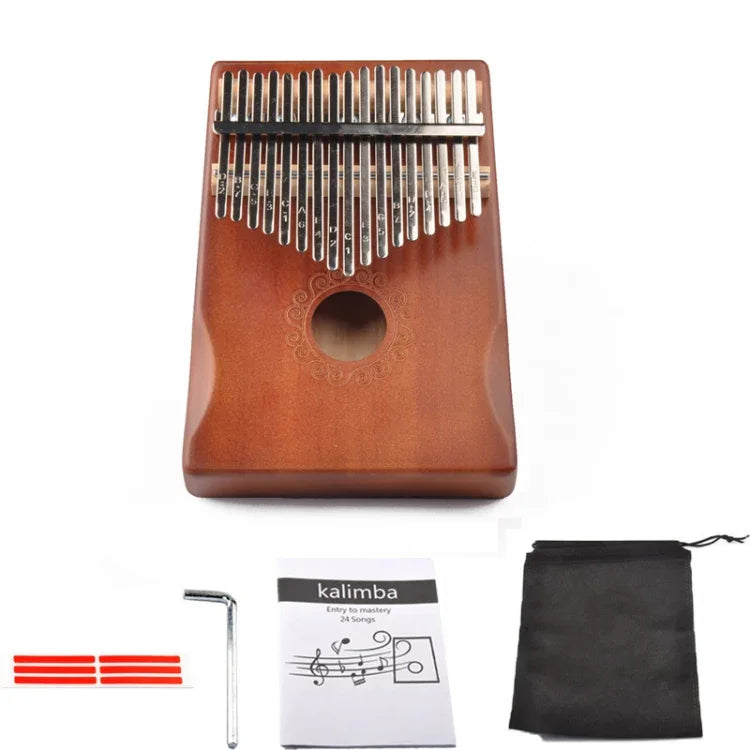 Đàn Kalimba 17 nốt cho người mới bắt đầu, màu nâu, bộ nâu, màu vàng, bộ vàng, gỗ, bộ gỗ, đen, bộ đen