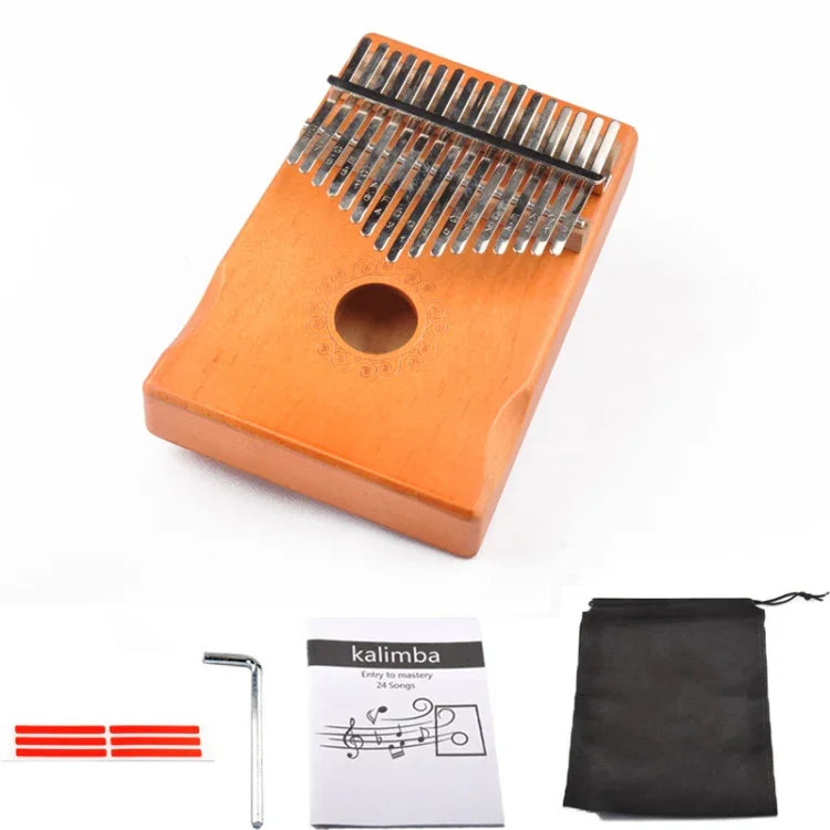 Đàn Kalimba 17 nốt cho người mới bắt đầu, màu nâu, bộ nâu, màu vàng, bộ vàng, gỗ, bộ gỗ, đen, bộ đen