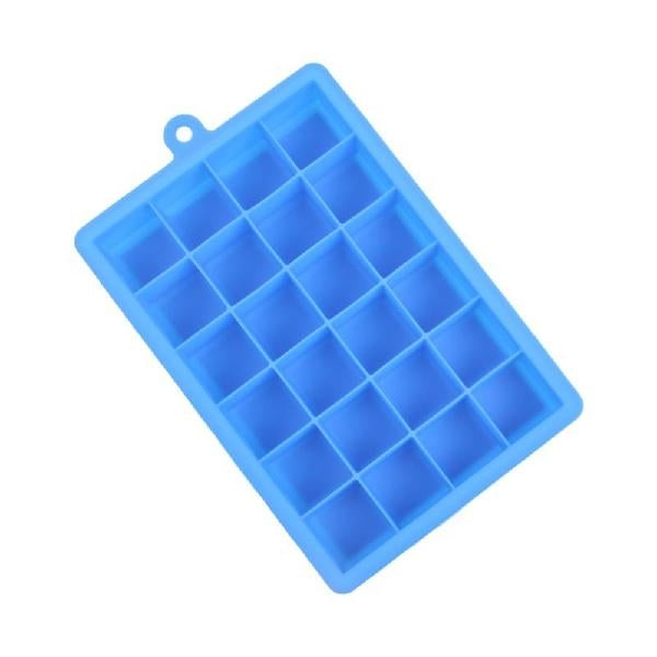 Khuôn làm đá silicone 24 ô, hình vuông, khuôn làm đá viên, khuôn kem que trái cây, 24 ô (xanh cỏ), 24 ô (đỏ hồng)
