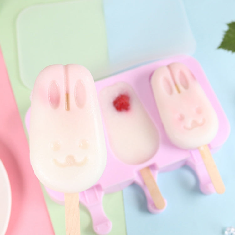 Khuôn kem que silicone hoạt hình dễ thương có nắp và que, hình trái tim
