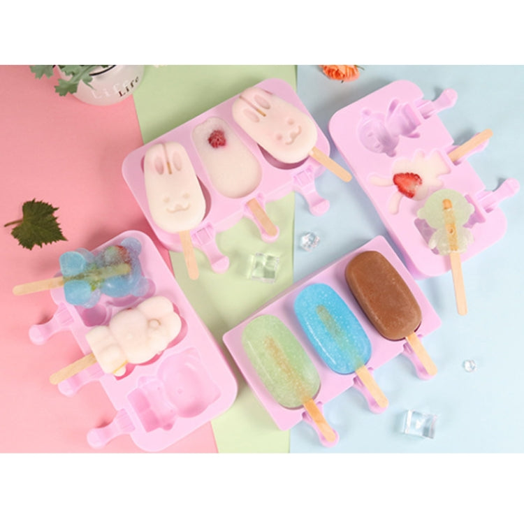 Khuôn kem que silicone hoạt hình dễ thương có nắp và que, hình trái tim
