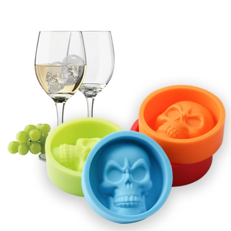 Hộp đá bếp silicone thực phẩm hình sọ người sáng tạo khuôn viên đá whiskey, hình chân mèo (Đỏ), hình sọ người (Xanh dương), hình sọ người (Xanh lá), hình sọ người (Cam)